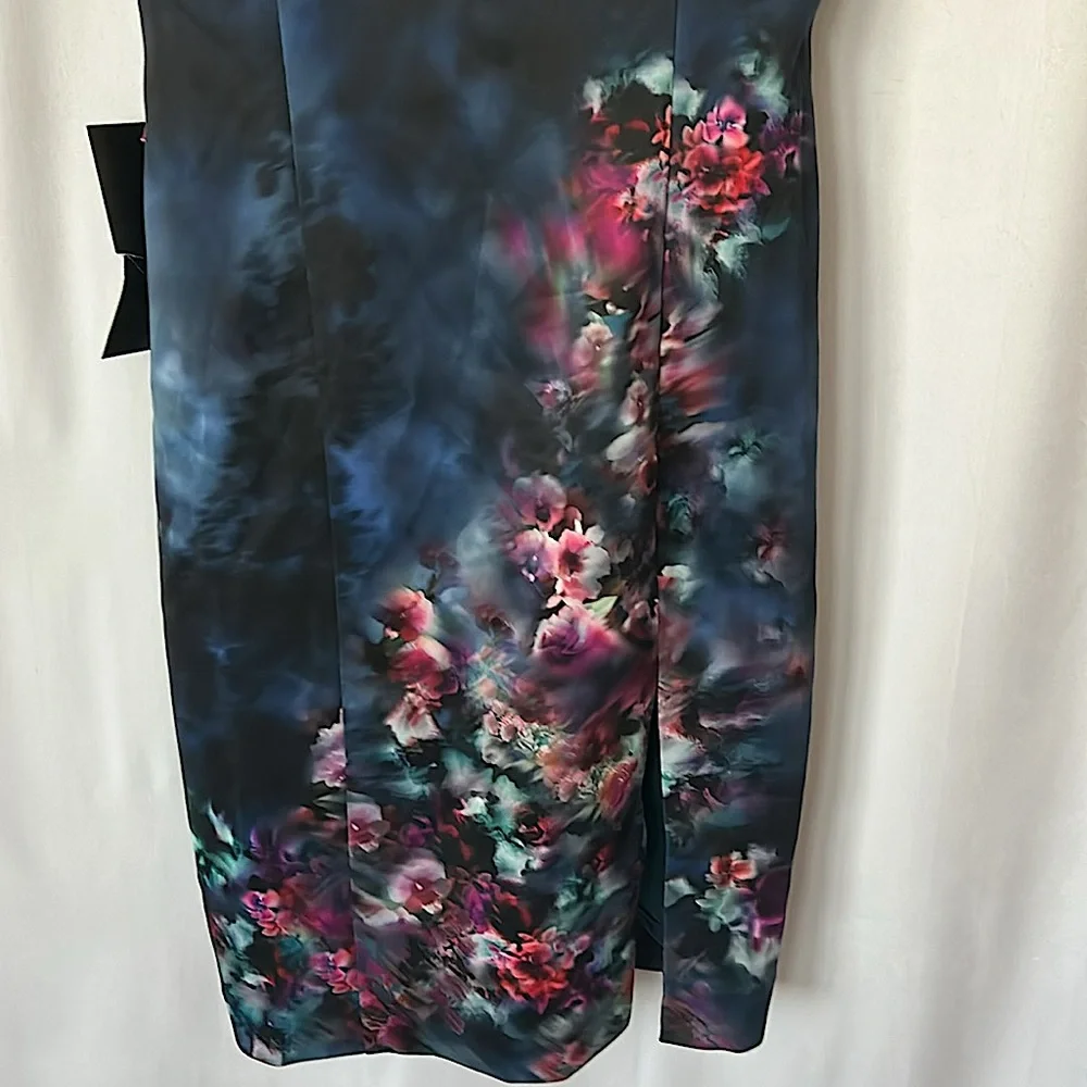 Bebe NWT Amanda Print Dark Blue Spaghetti Straps Scuba Mini Dress **Sz M**🔥🔥 - Picture 7 of 9